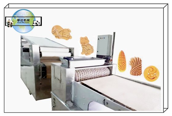 Small Capacity Automatic Biscuit Production Line 300Kg/H Capacity Stainless Steel Material
